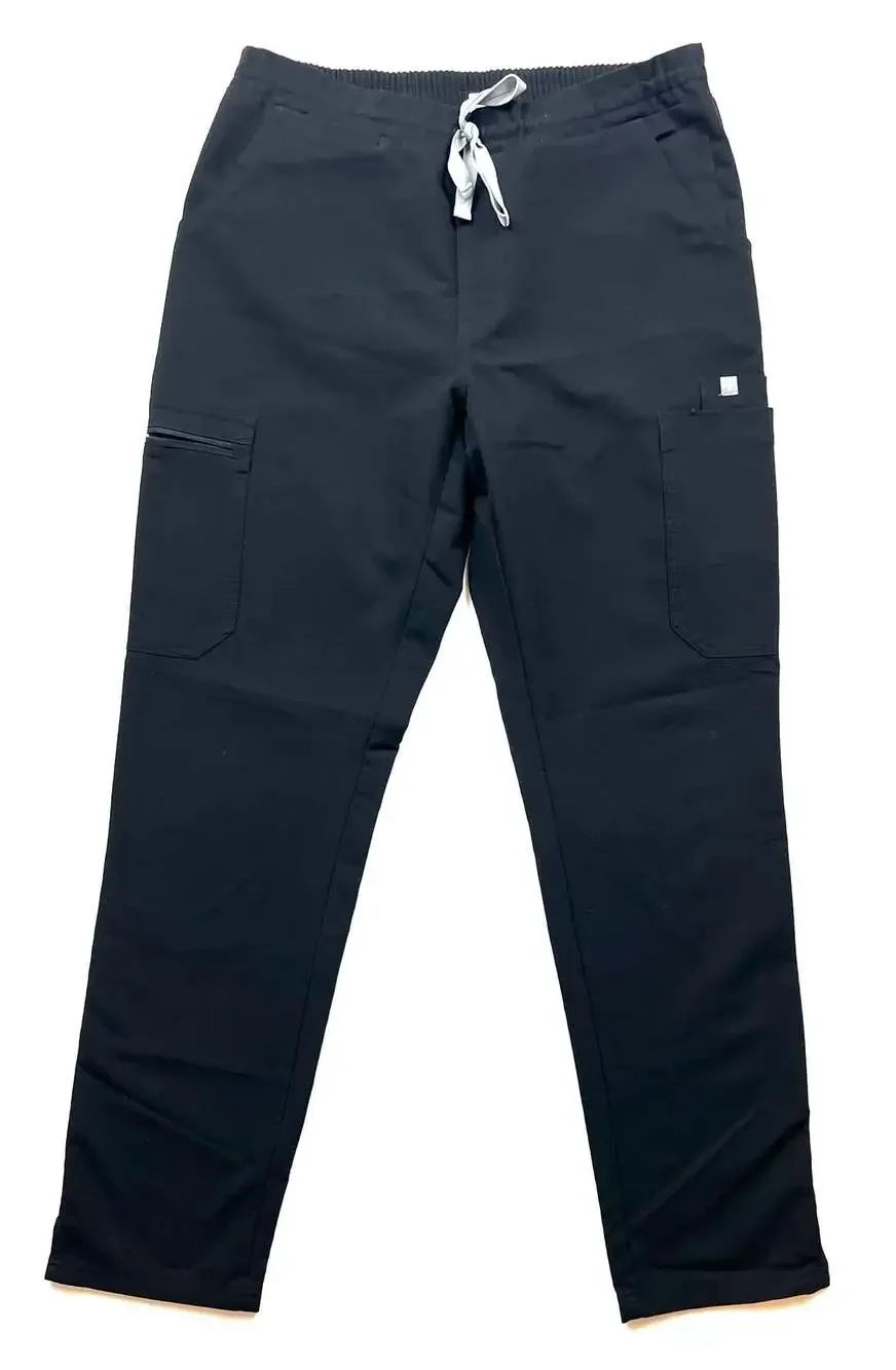 FIGS Technical Cairo Scrub Pants - Black Straight-Leg Cargo Scrubs, Size S